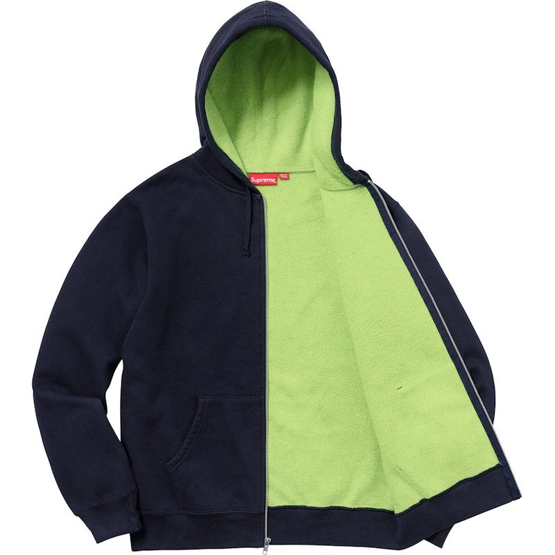 Supreme Contrast Zip Up Hooded Sweatshirt Navy Men's - SS18 - US