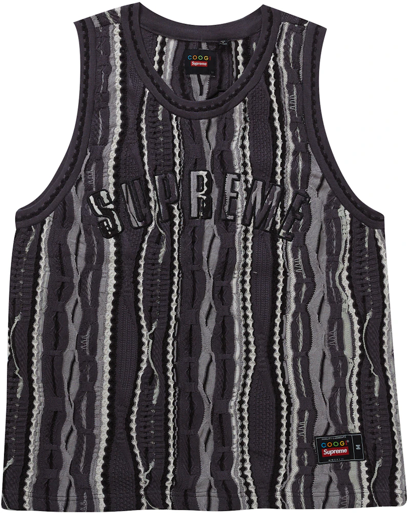 Supreme Coogi Basketball Jersey Textured Knit 3D Black Tan Multi Size S-XXL  New
