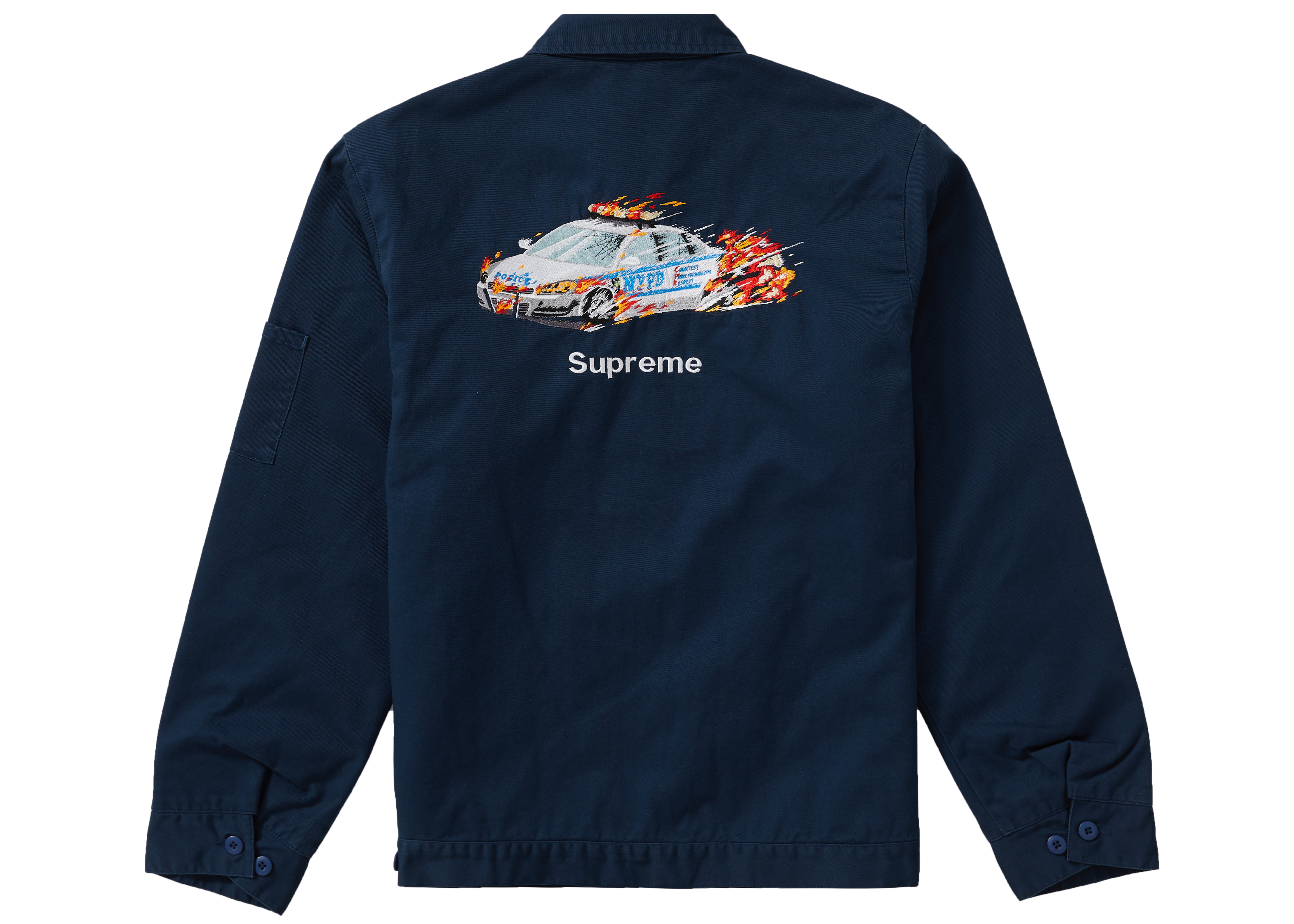 Supreme Cop Car Embroidered Jacket Light Navy Men's - FW19 - GB