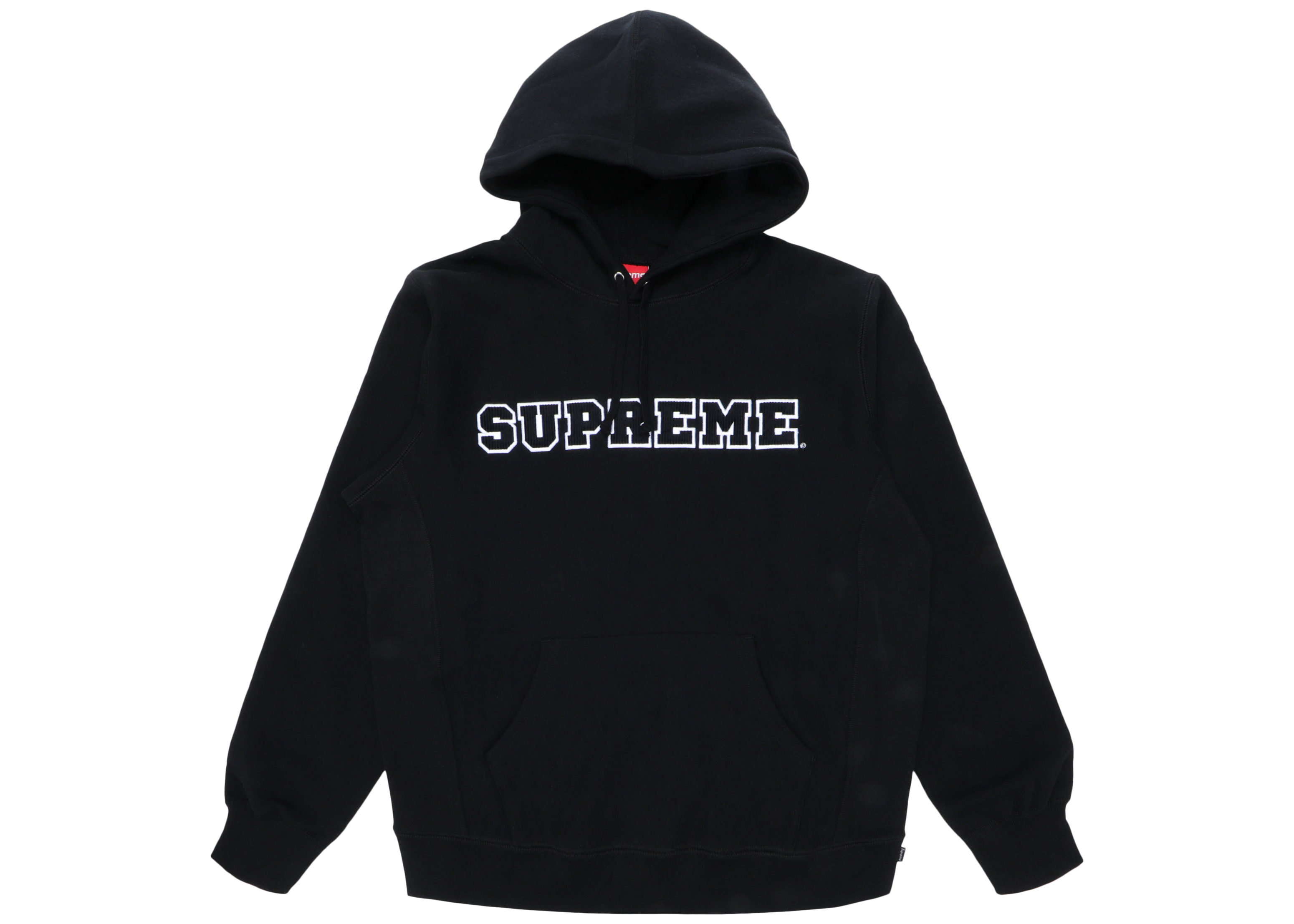 Supreme Cord Collegiate Logo Hooded Sweatshirt Black Men's - SS18 - US