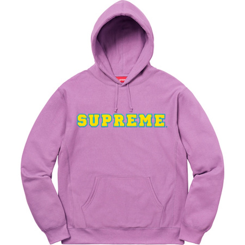 Supreme Cord Collegiate Logo Hooded Sweatshirt Violet Men's - SS18 ...