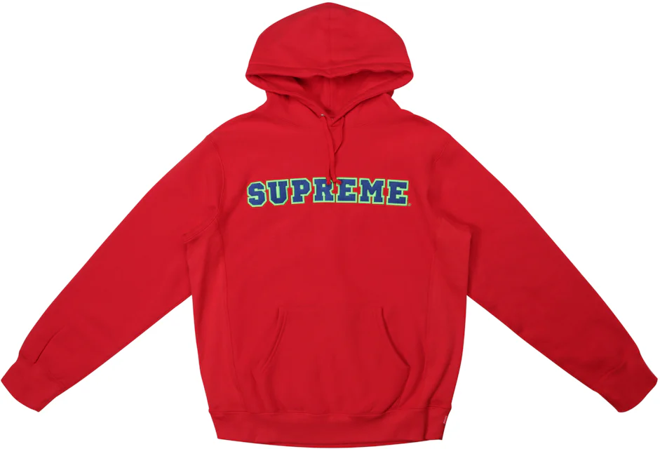 Supreme Cord Collegiate Logo Hooded Sweatshirt Red Men's - SS18 - US