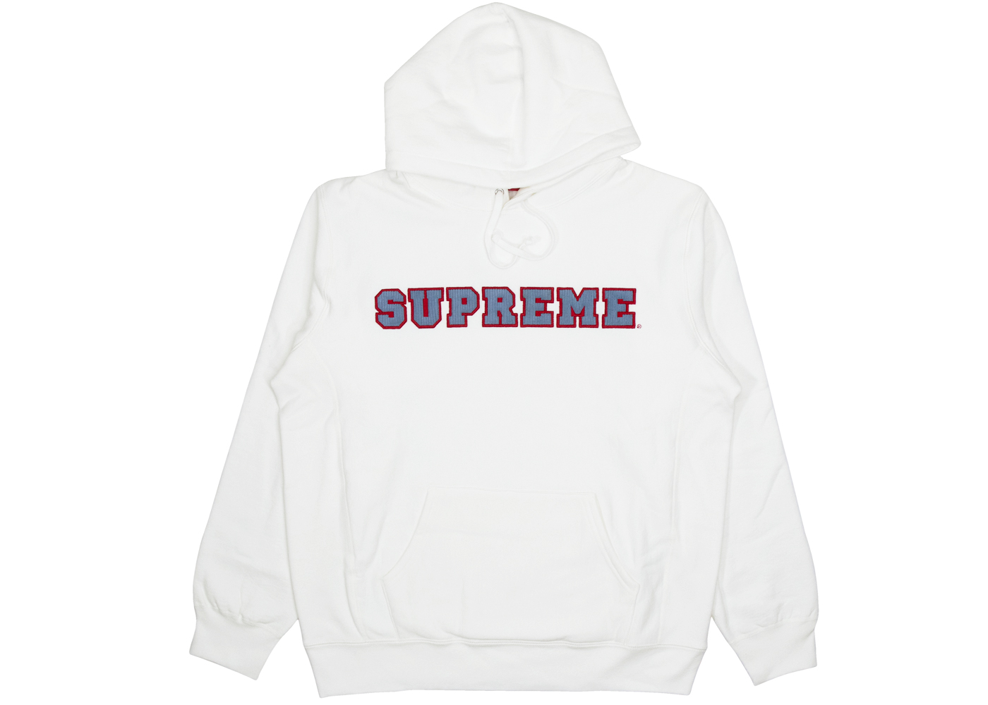 Supreme Cord Collegiate Logo Hooded Sweatshirt White Men's - SS18 - US