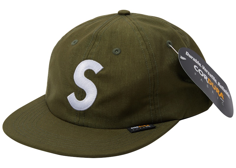 supreme  S logo 6 panel cap olive