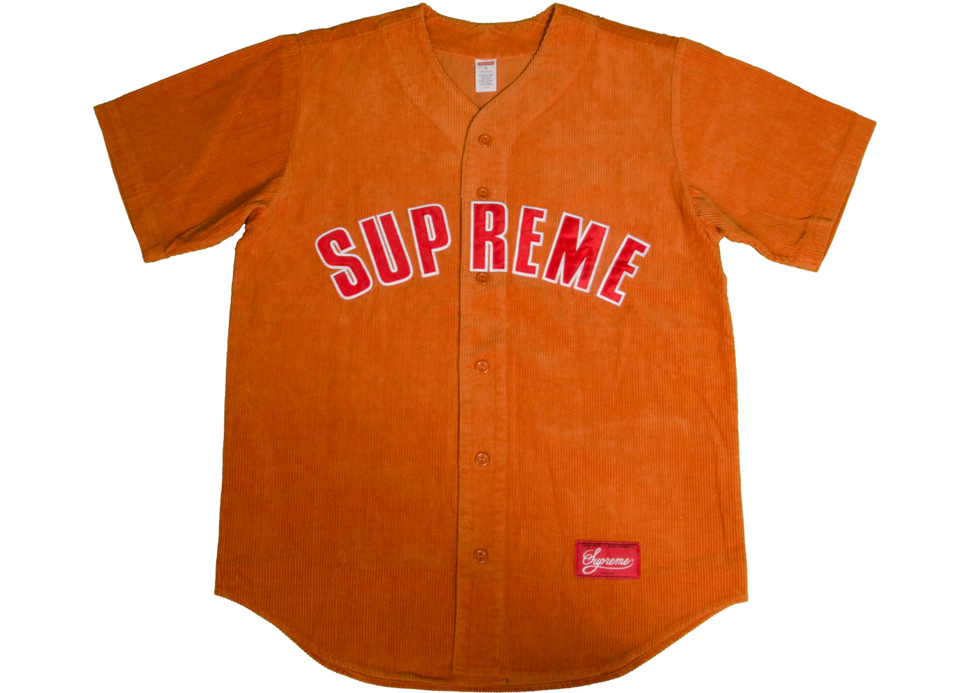 Supreme Corduroy Baseball Jersey Orange Men's - SS18 - US Supreme Corduroy Baseball Jersey Orange Men's - SS18 - US
