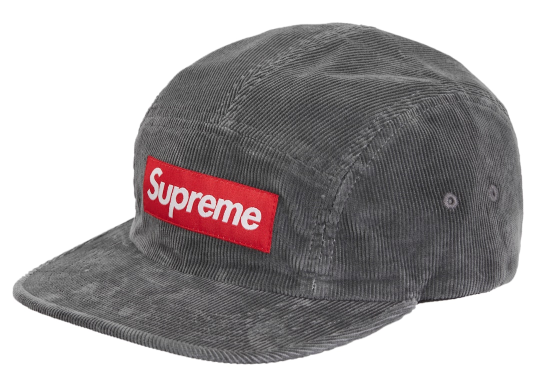Pre-owned Supreme Corduroy Camp Cap (fw23) Charcoal In Grey