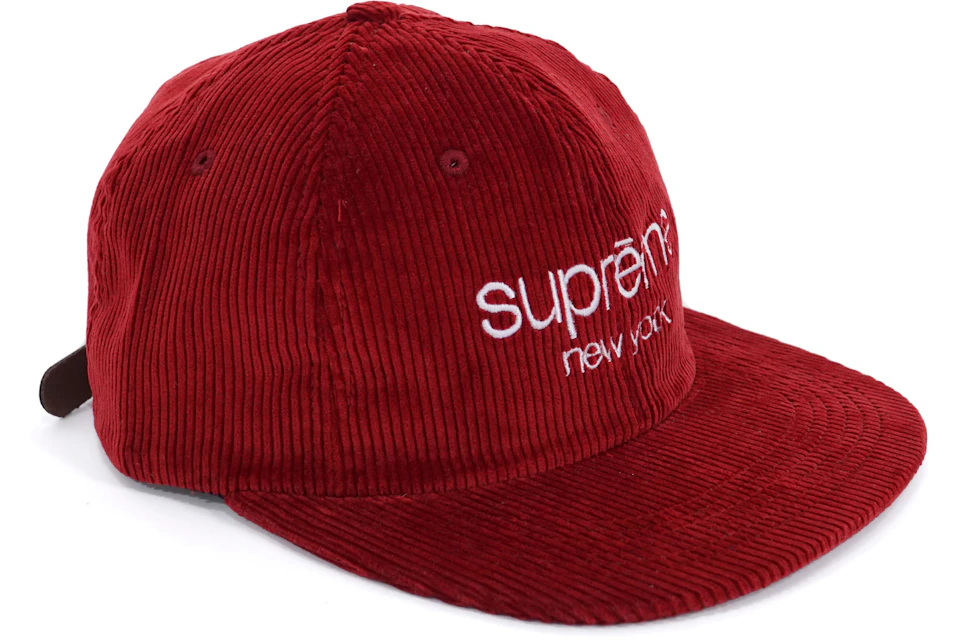 Supreme Corduroy Classic Logo Cap Red