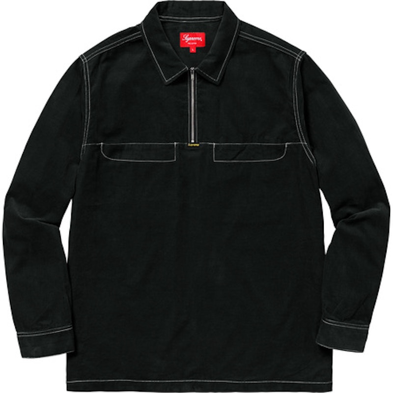 Supreme Corduroy Half Zip Shirt Black - SS18 男士- TW