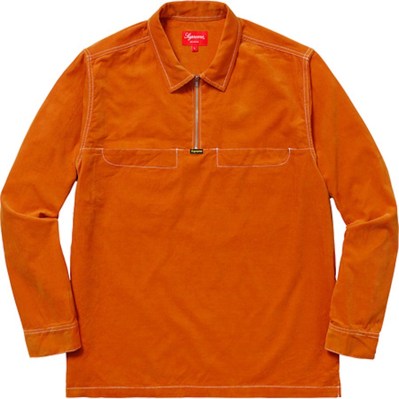 Supreme Corduroy Half Zip Shirt Orange Men's - SS18 - GB