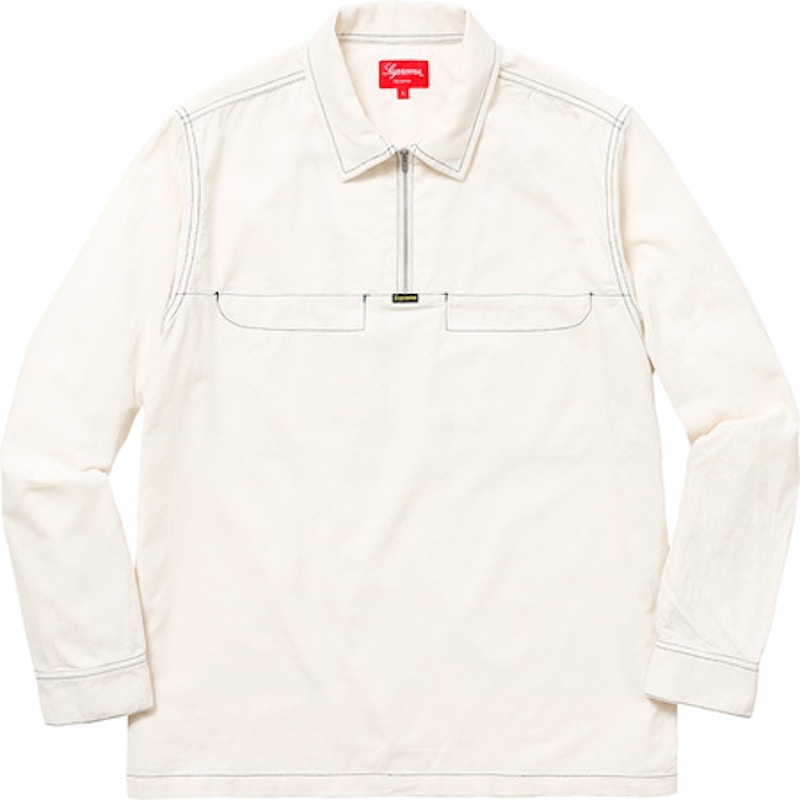 Supreme Corduroy Half Zip Shirt Ivory Men's - SS18 - US