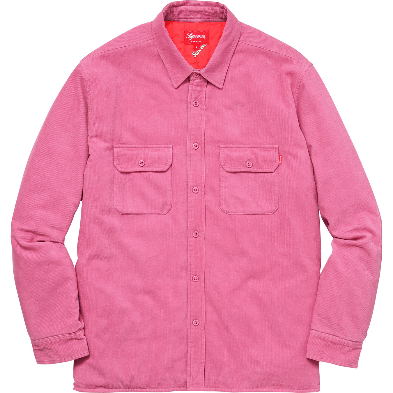Supreme Corduroy Quilted Shirt Pink Men's - FW17 - US