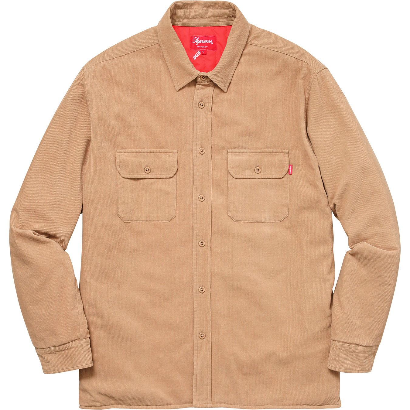 Supreme Corduroy Quilted Shirt Tan - FW17