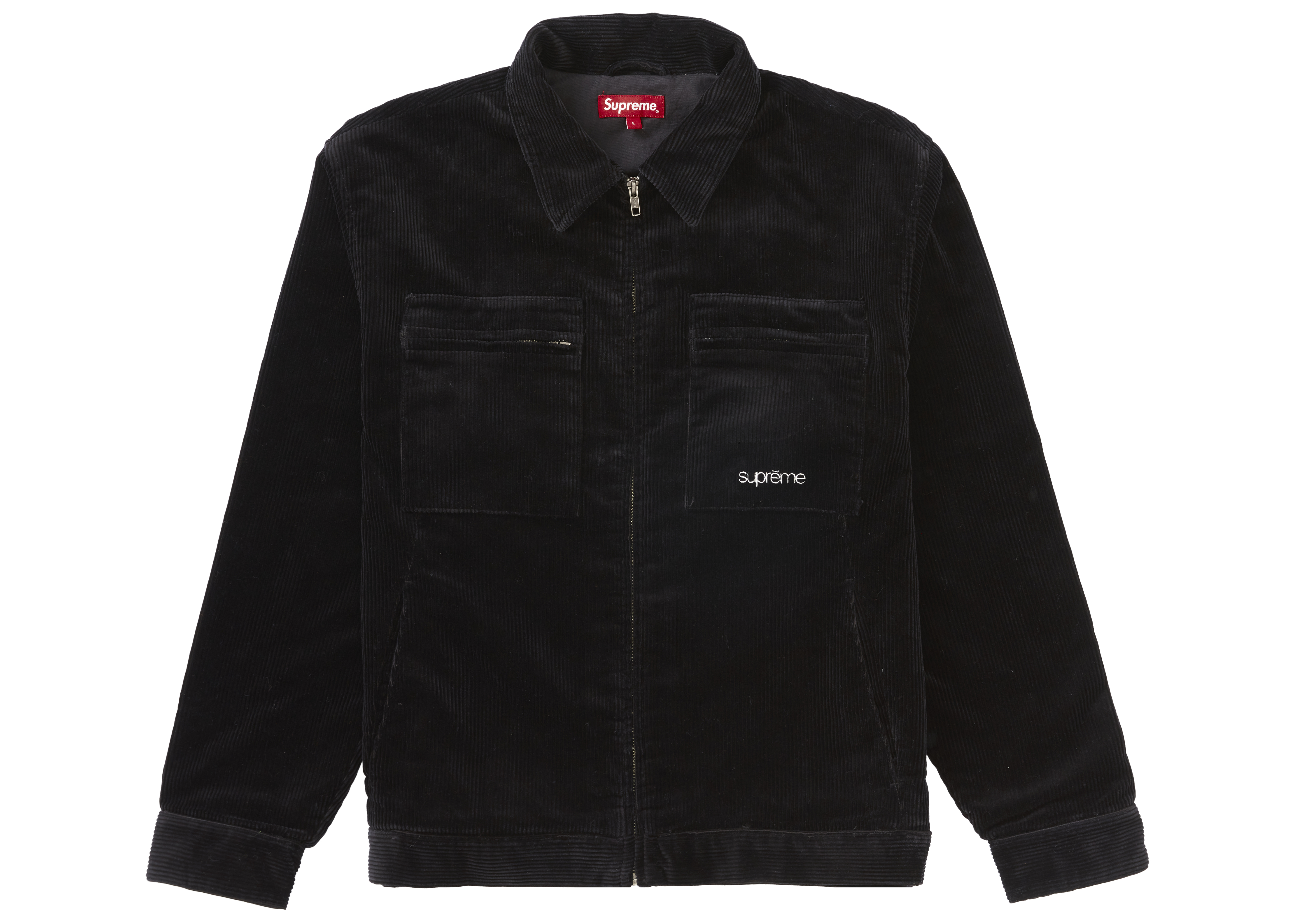 Supreme Washed Corduroy Zip Up Shirt Black メンズ - SS24 - JP