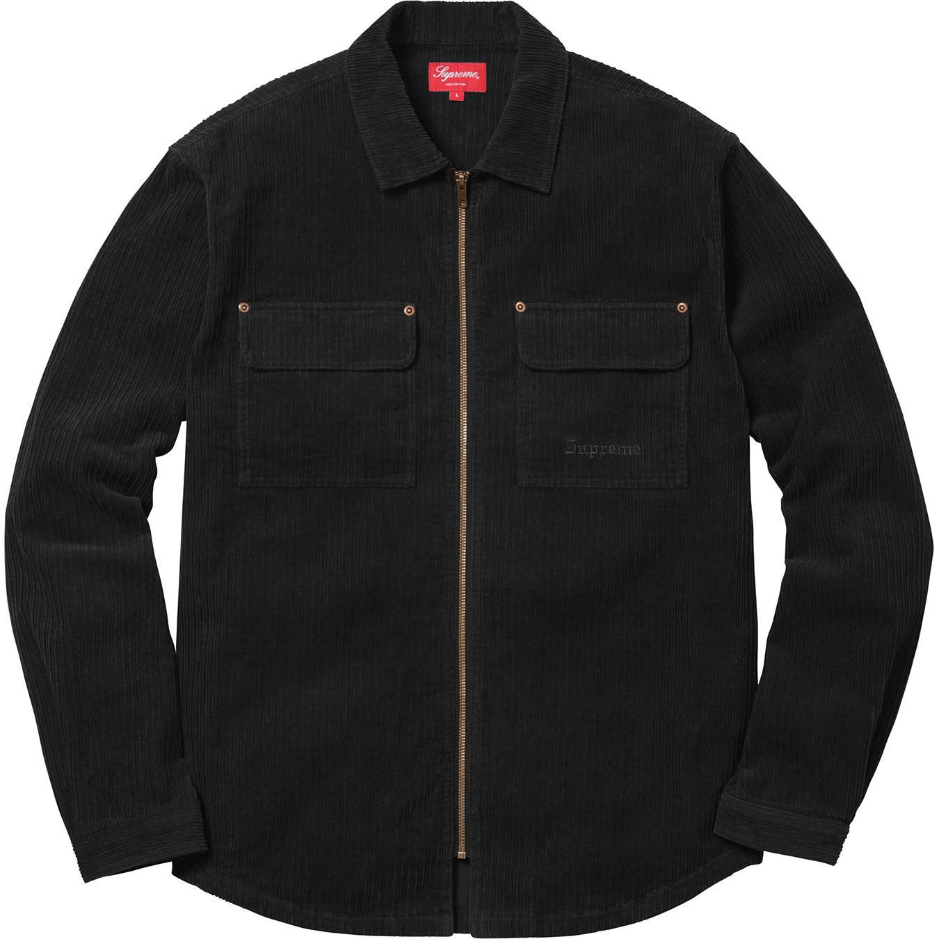 Supreme Corduroy Zip Up Shirt Black - FW17