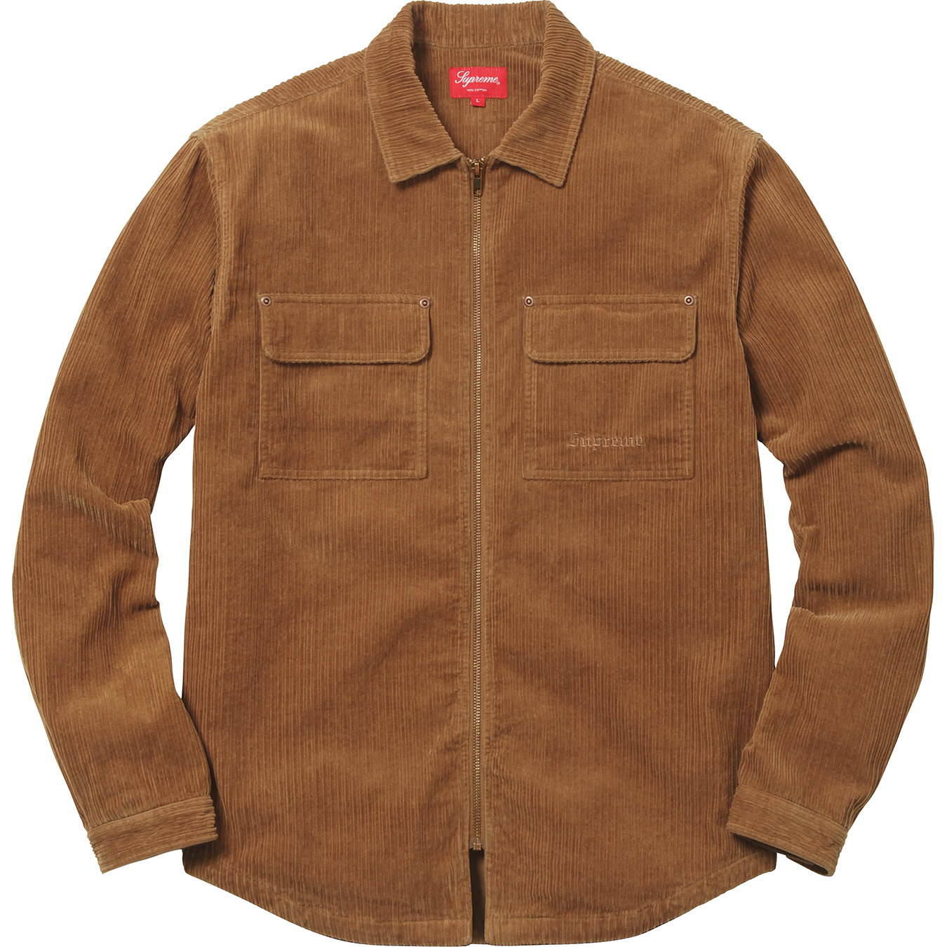 Supreme Corduroy Zip Up Shirt Brown - FW17 - US