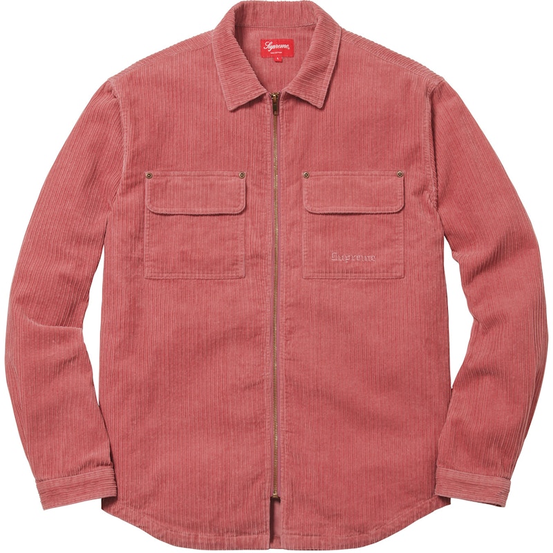 Supreme Corduroy Zip Up Shirt Rose - FW17 Men's - US