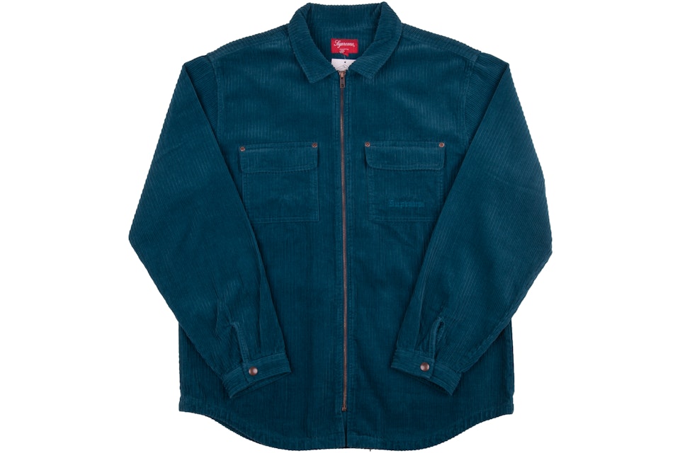 Supreme Corduroy Zip Up Shirt Teal - FW17 Men's - US