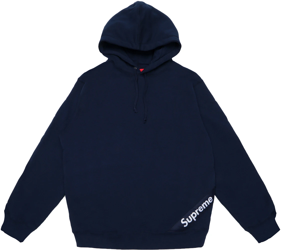 Supreme Corner Label Hooded Sweatshirt Navy Men's - SS18 - US