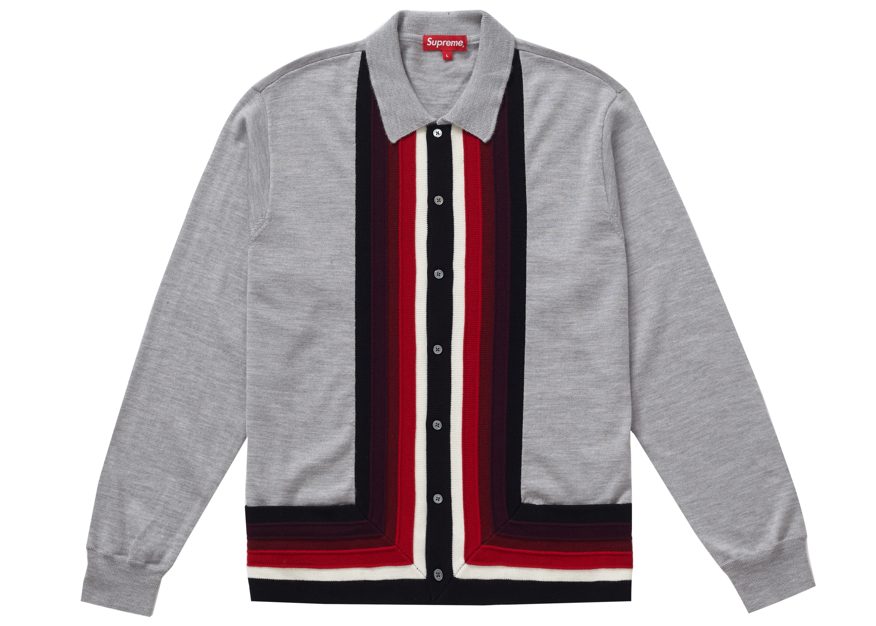 Supreme Corner Stripe Polo Sweater Grey - SS19