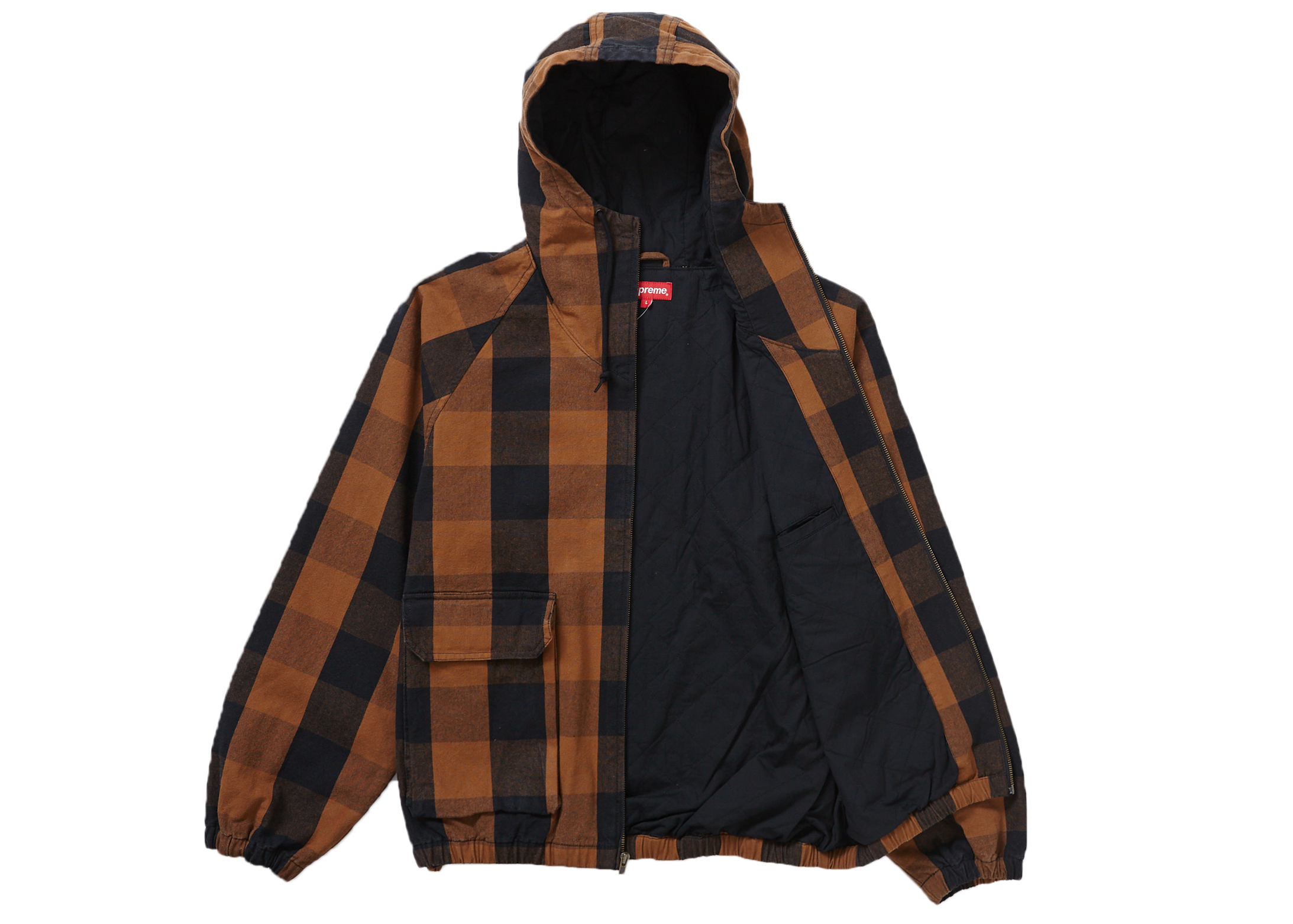 supreme cotton hooded jacket brown plaid | ellacycling.com