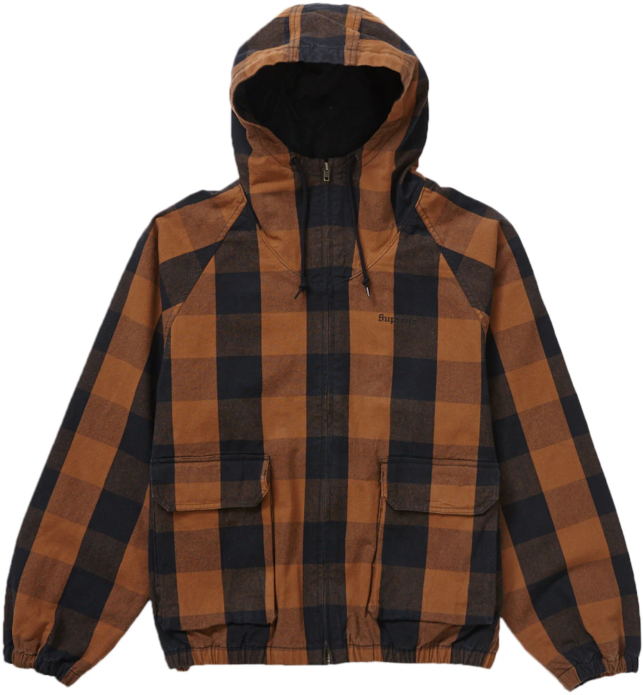 Supreme Cotton Hooded Jacket Brown Plaid Men's - SS22 - US