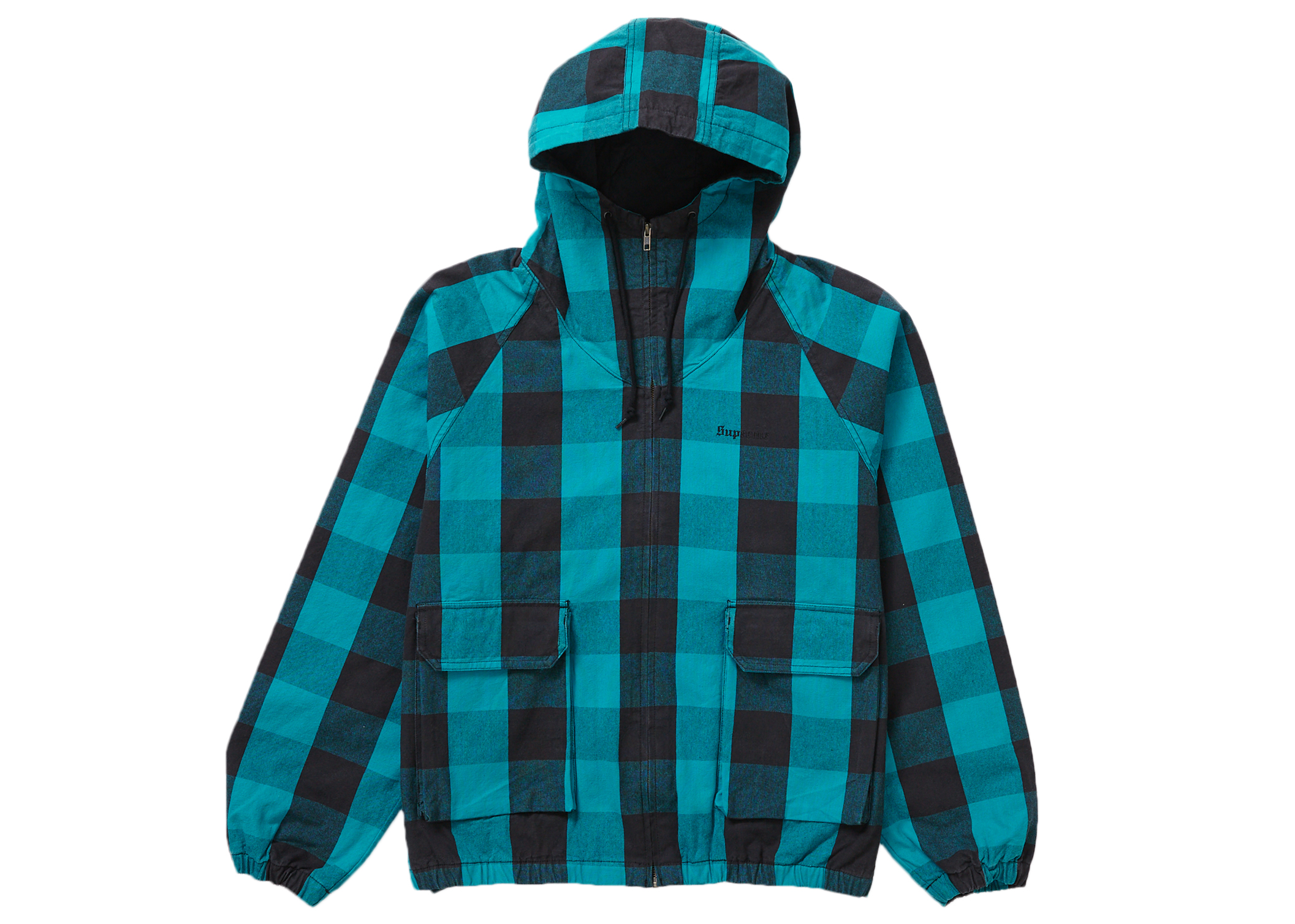 Supreme Cotton Hooded Jacket Teal Plaid Men's - SS22 - US
