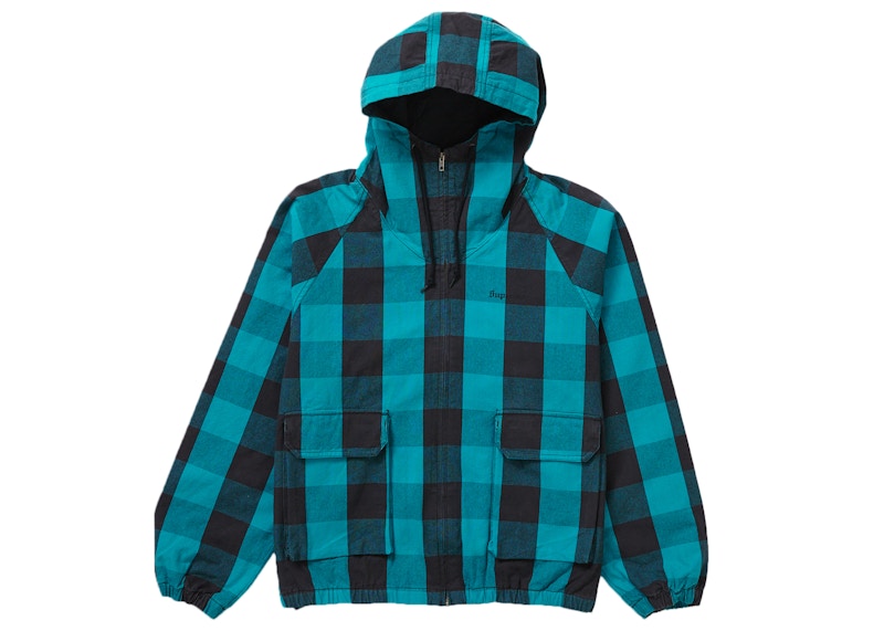 Supreme Cotton Hooded Jacket Teal Plaid