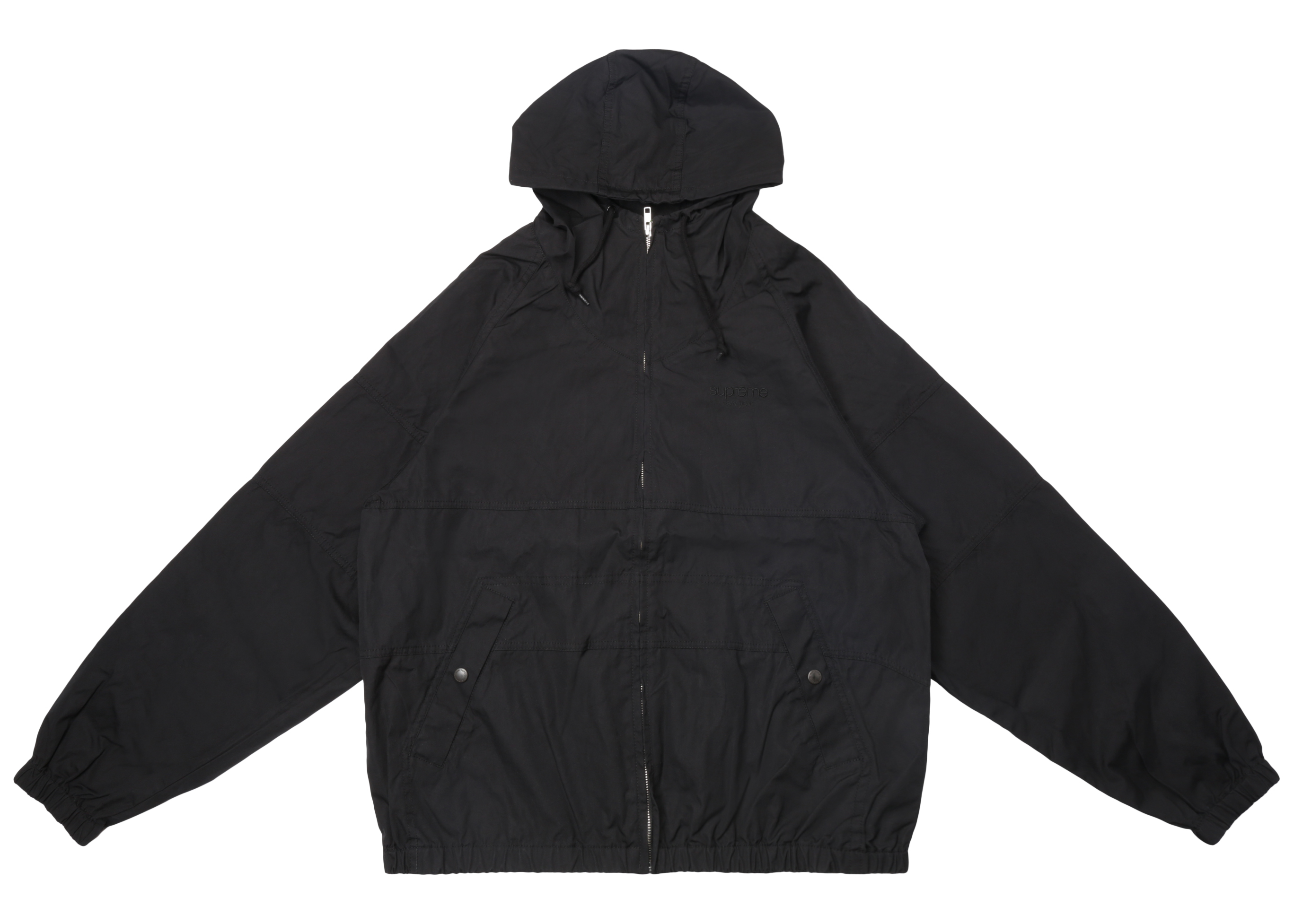 Supreme Cotton Hooded Raglan Jacket Black - SS18 メンズ - JP
