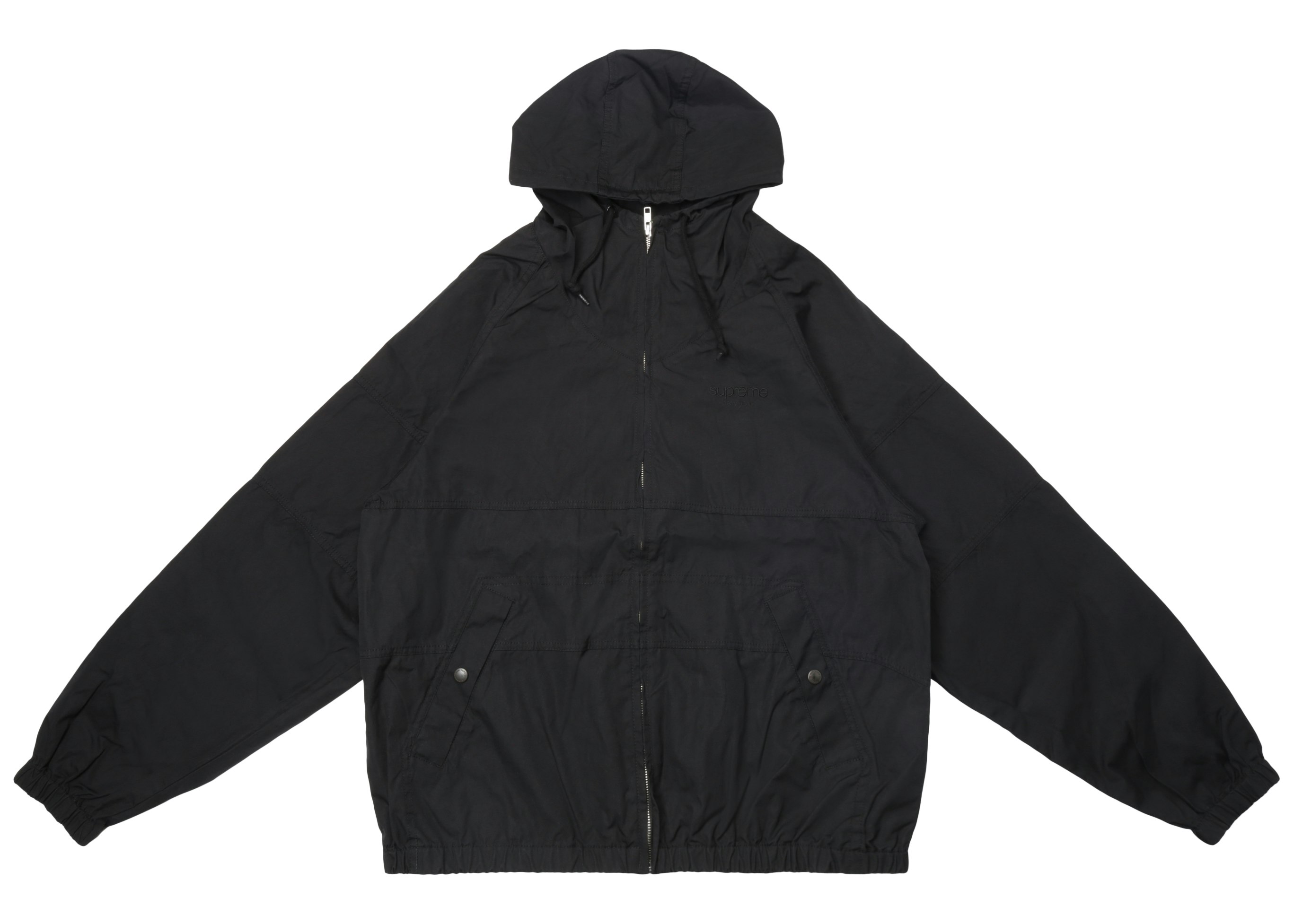 Supreme Cotton Hooded Raglan Jacket Black SS18 US