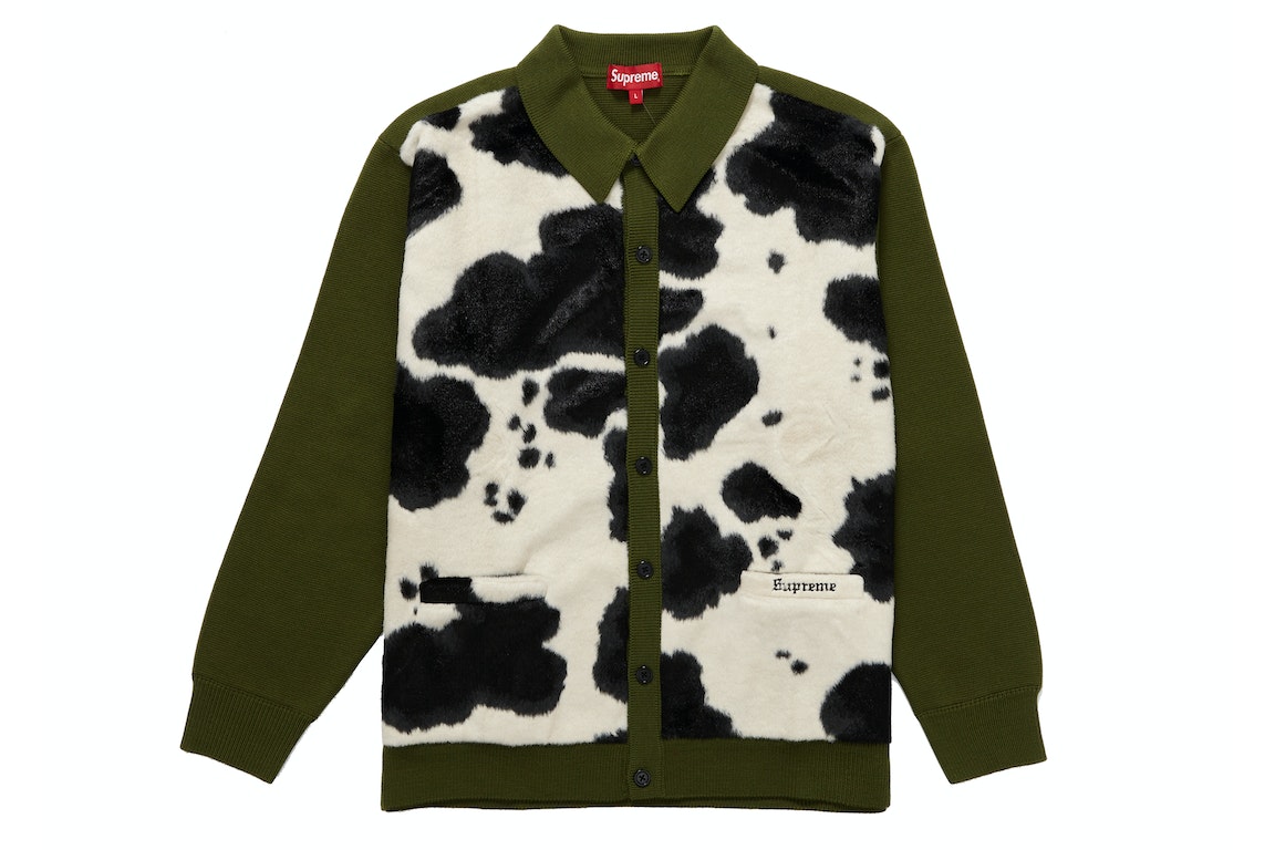 Pre-owned Supreme Cow Print Cardigan Moss