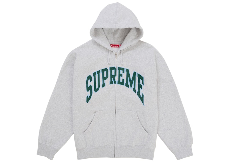 Supreme Cracked Raglan Zip Up Hooded Sweatshirt Ash Grey メンズ