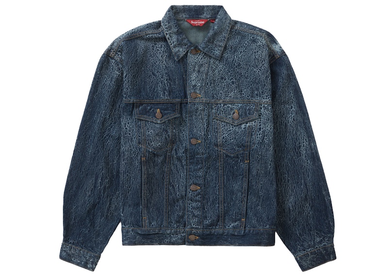 Supreme Shibori Denim Trucker Jacket Rigid Indigo Men's - SS23 - US