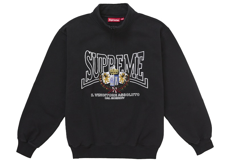 Supreme Crest Applique Half Zip Pullover Black Men's - FW25 - US