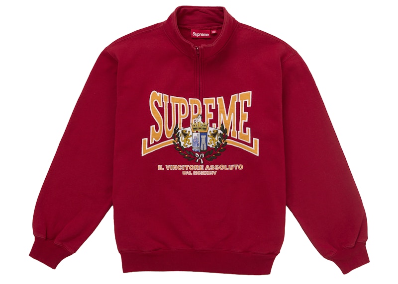 Supreme Crest Applique Half Zip Pullover Red メンズ - JP
