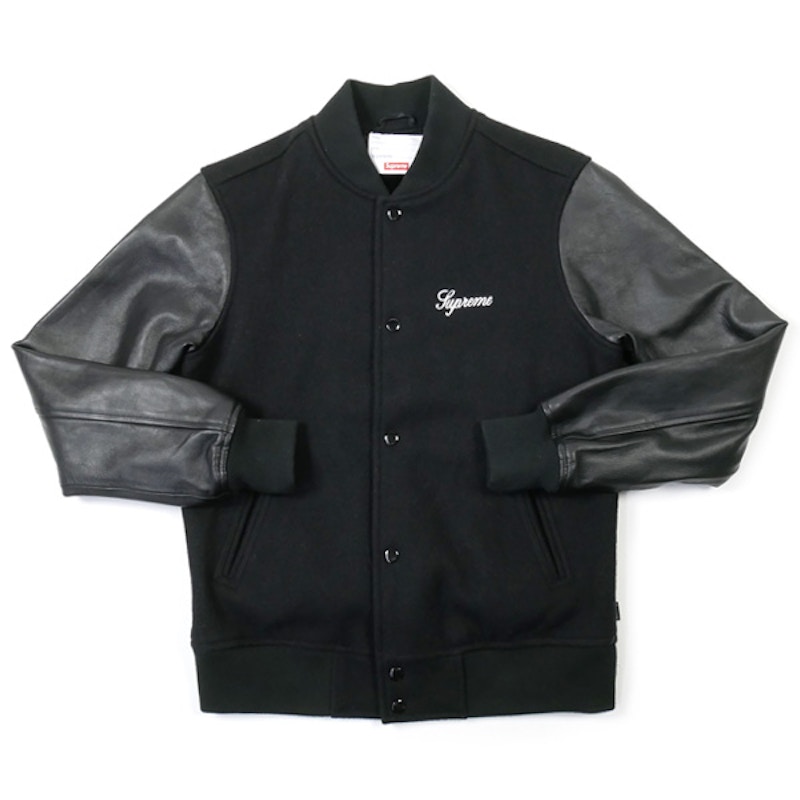 Supreme Crew Varsity Jacket Black Men's - FW15 - US