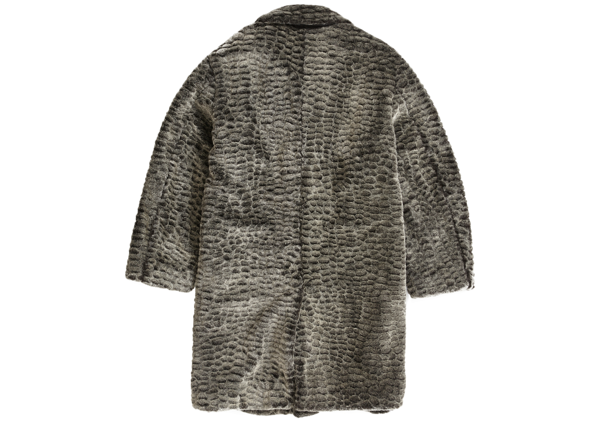 Supreme Croc Faux Fur Overcoat Black