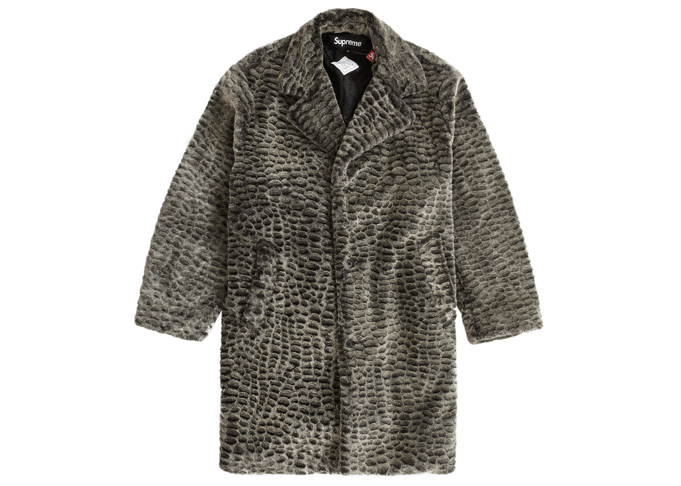シュプリーム Supreme 2023年春夏 Croc Faux Fur Overcoat フェイクファーコート ブラック(ダークグレー）【サイズL】【メンズ】