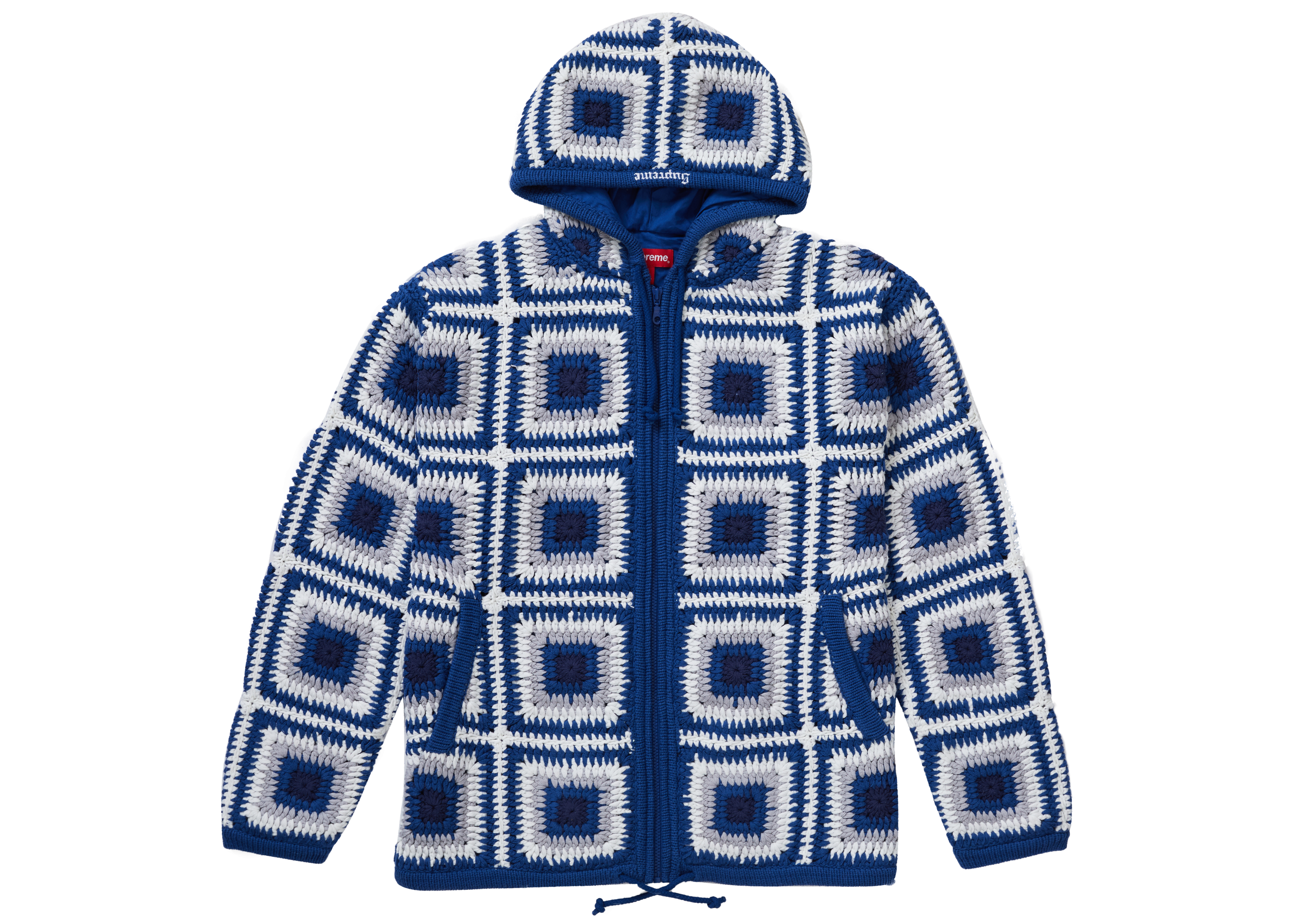 SUPREME Crochet Hooded Zip Up Sweater XL