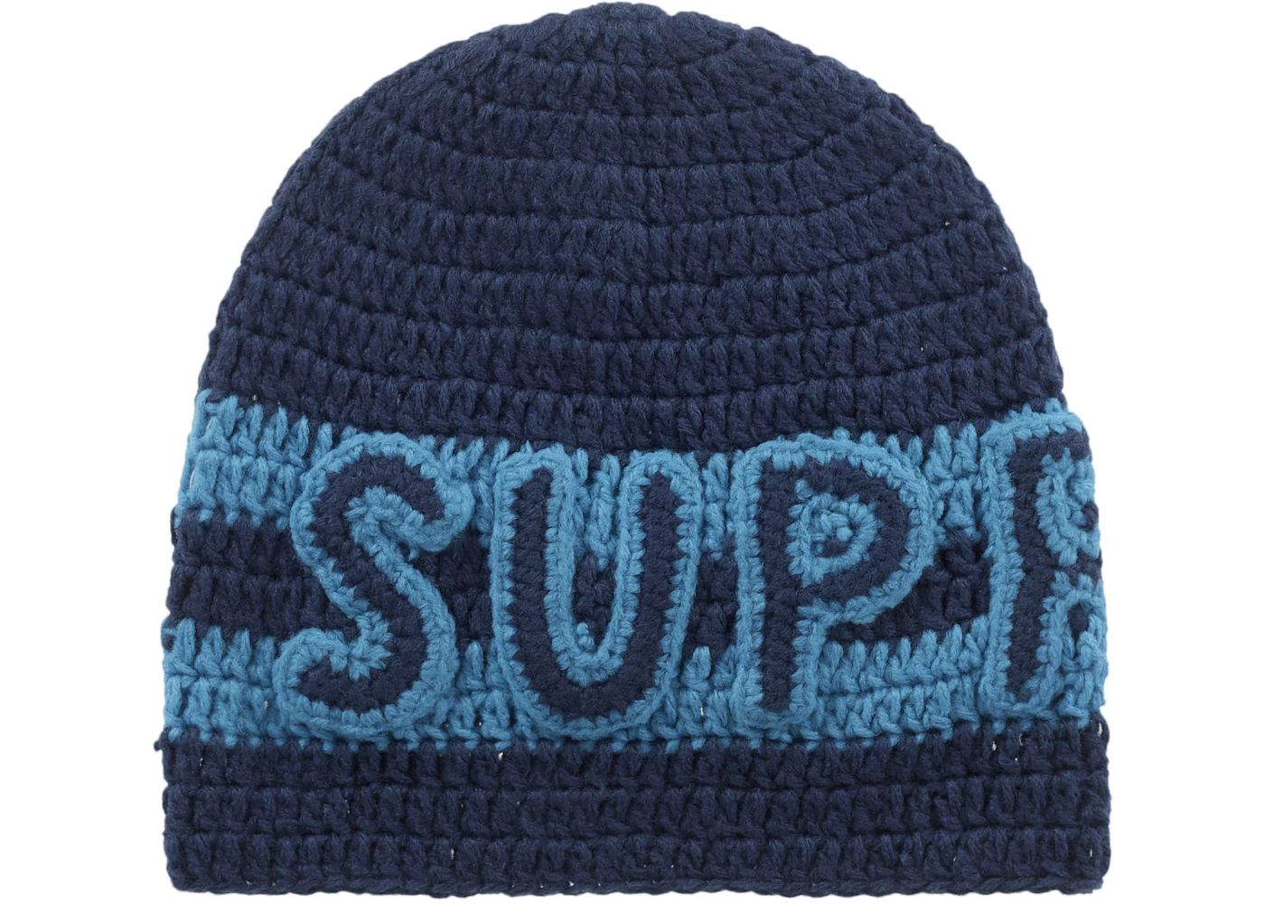 Supreme Crochet Logo Beanie Navy - FW25 - GB