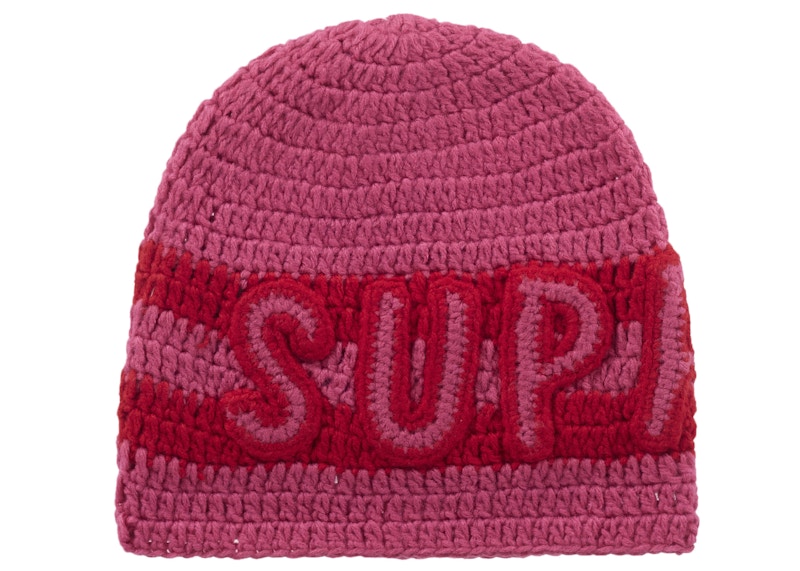 Supreme Crochet Logo Beanie Pink - FW25 - JP