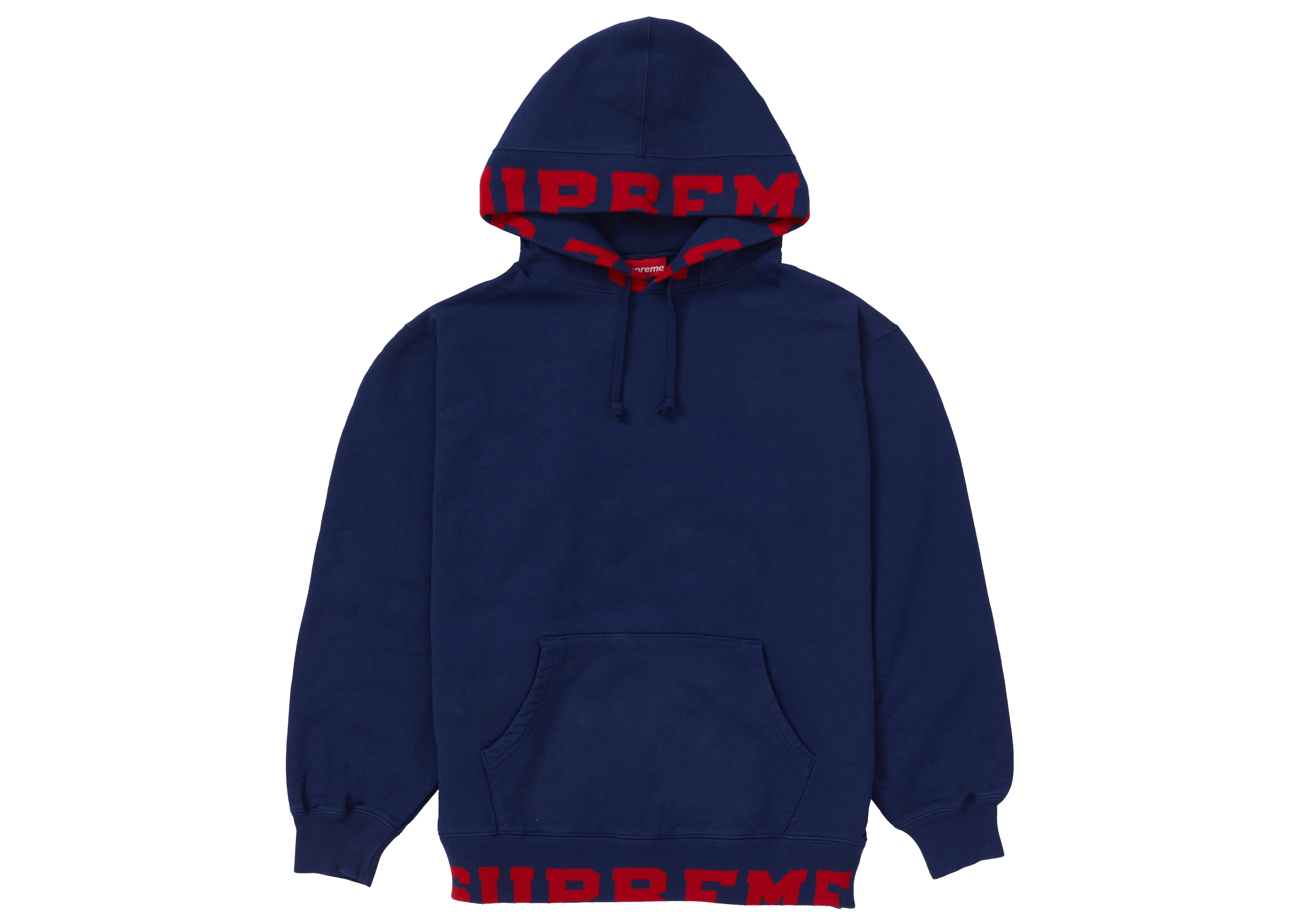 Supreme Cropped Logos Hooded Sweatshirt Dark Blue