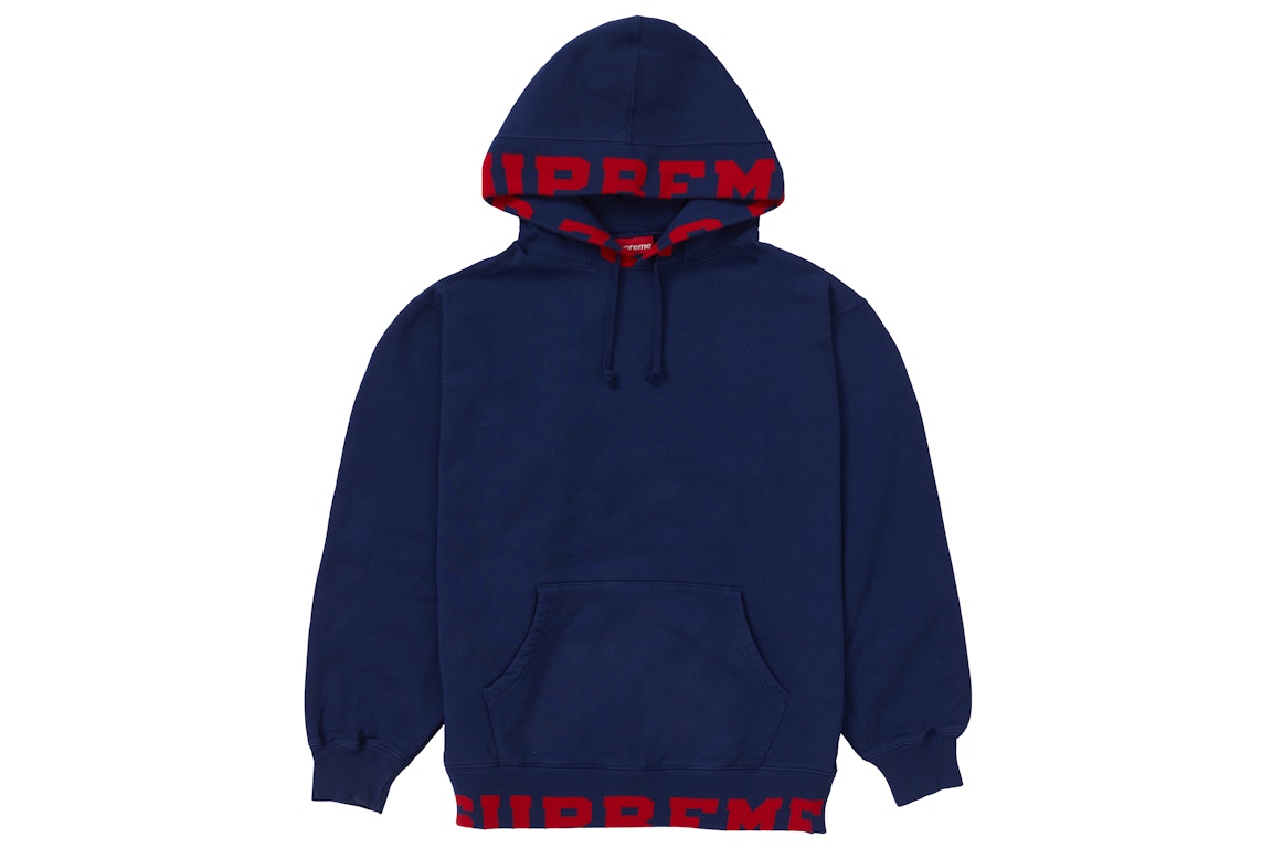 Click to view more detailed imagery on our partner's website Pre-owned Supreme Cropped Logos Hooded Sweatshirt Dark Blue