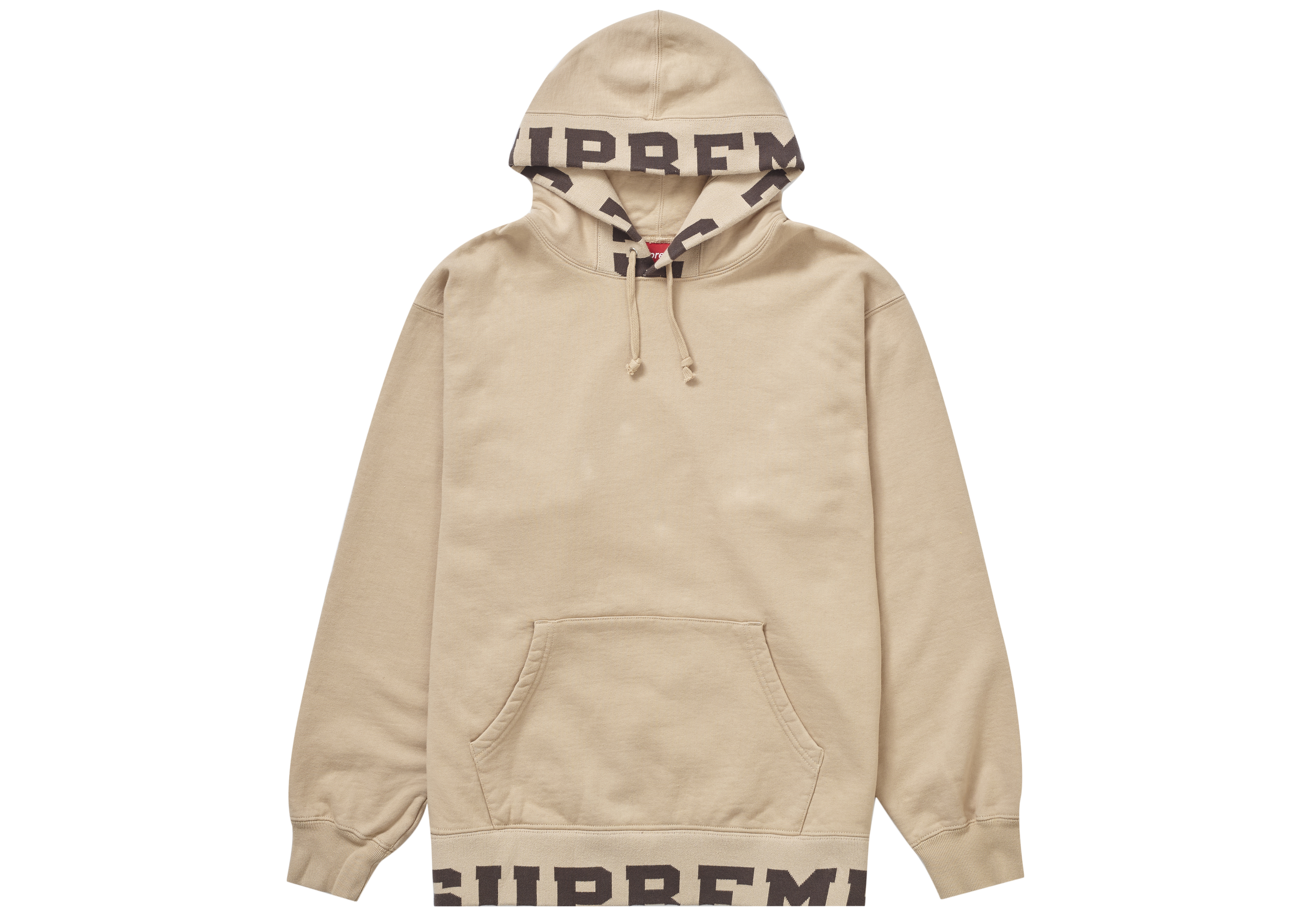Supreme Cropped Logos Hooded Sweatshirt Tan Men's - SS21 - US