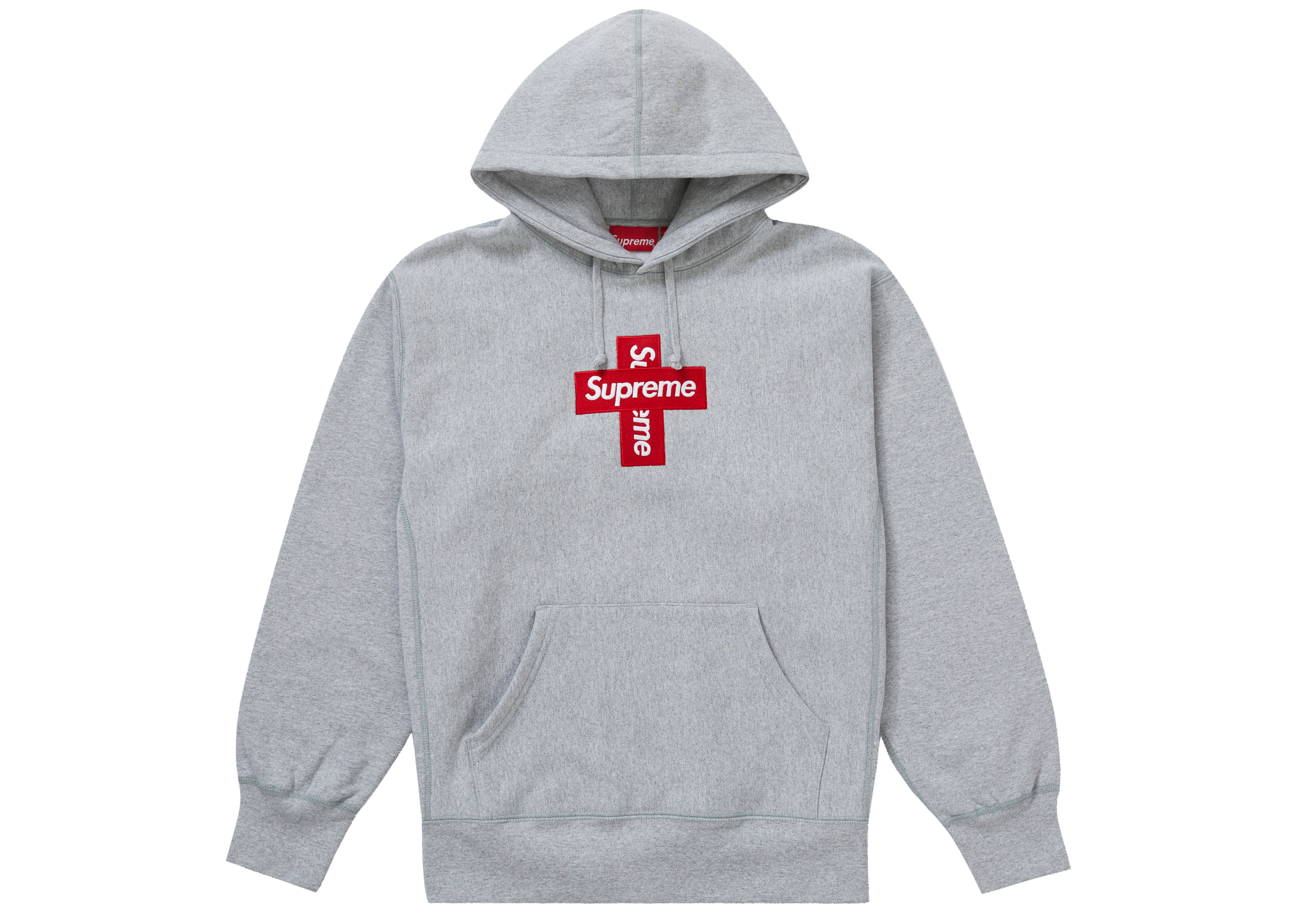 Supreme Cross Box Logo Hooded Sweatshirt Heather Grey - FW20 Men's