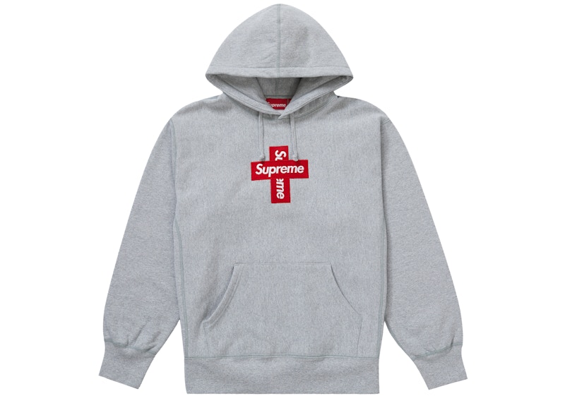 Supreme Cross Box Logo Hooded Sweatshirt Heather Grey メンズ ...