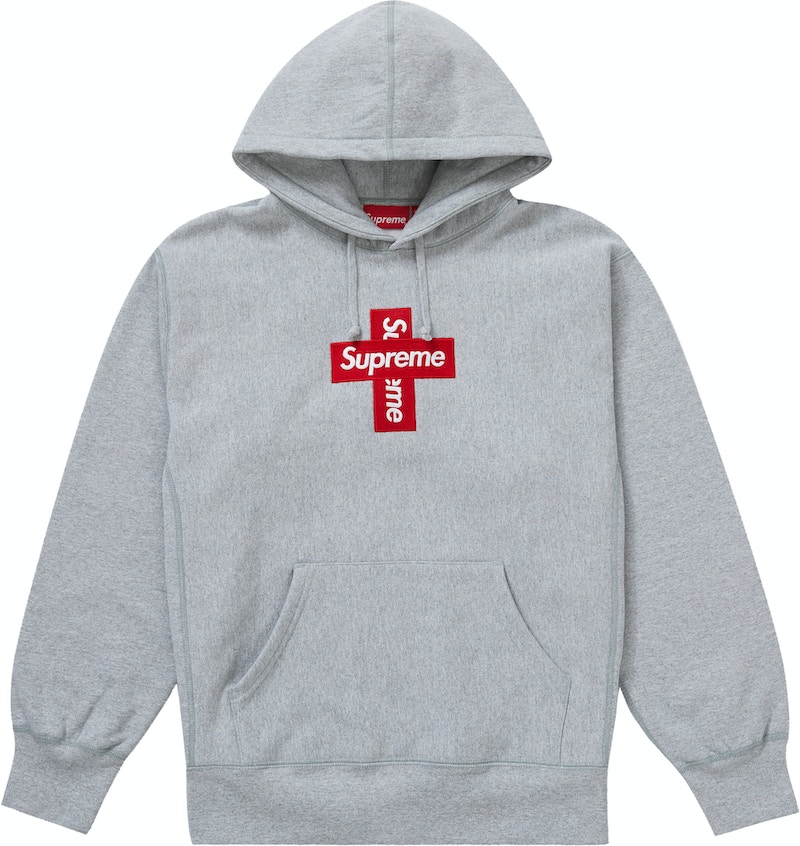 Supreme Cross Box Logo Hooded Sweatshirt Heather Grey - FW20