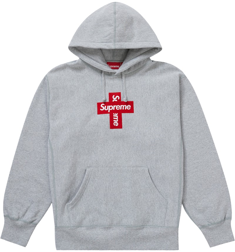 Felpa Supreme Cross Box Logo Hooded grigio mélange Uomo FW20 IT