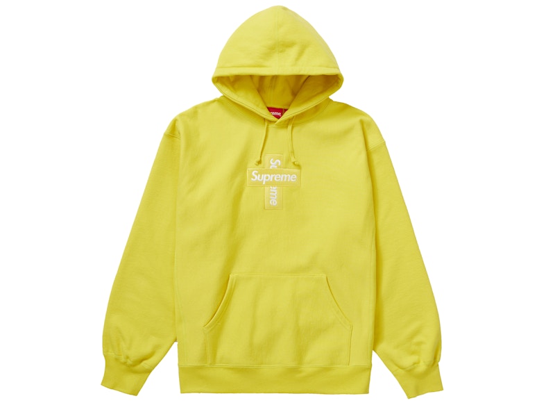 Supreme Cross Box Logo Hooded Sweatshirt Lemon - FW20 Men's