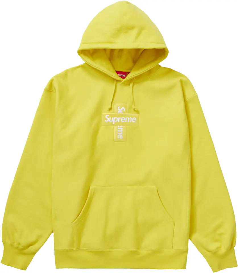 Supreme Cross Box Logo Hooded Sweatshirt Lemon Men's - FW20 - US