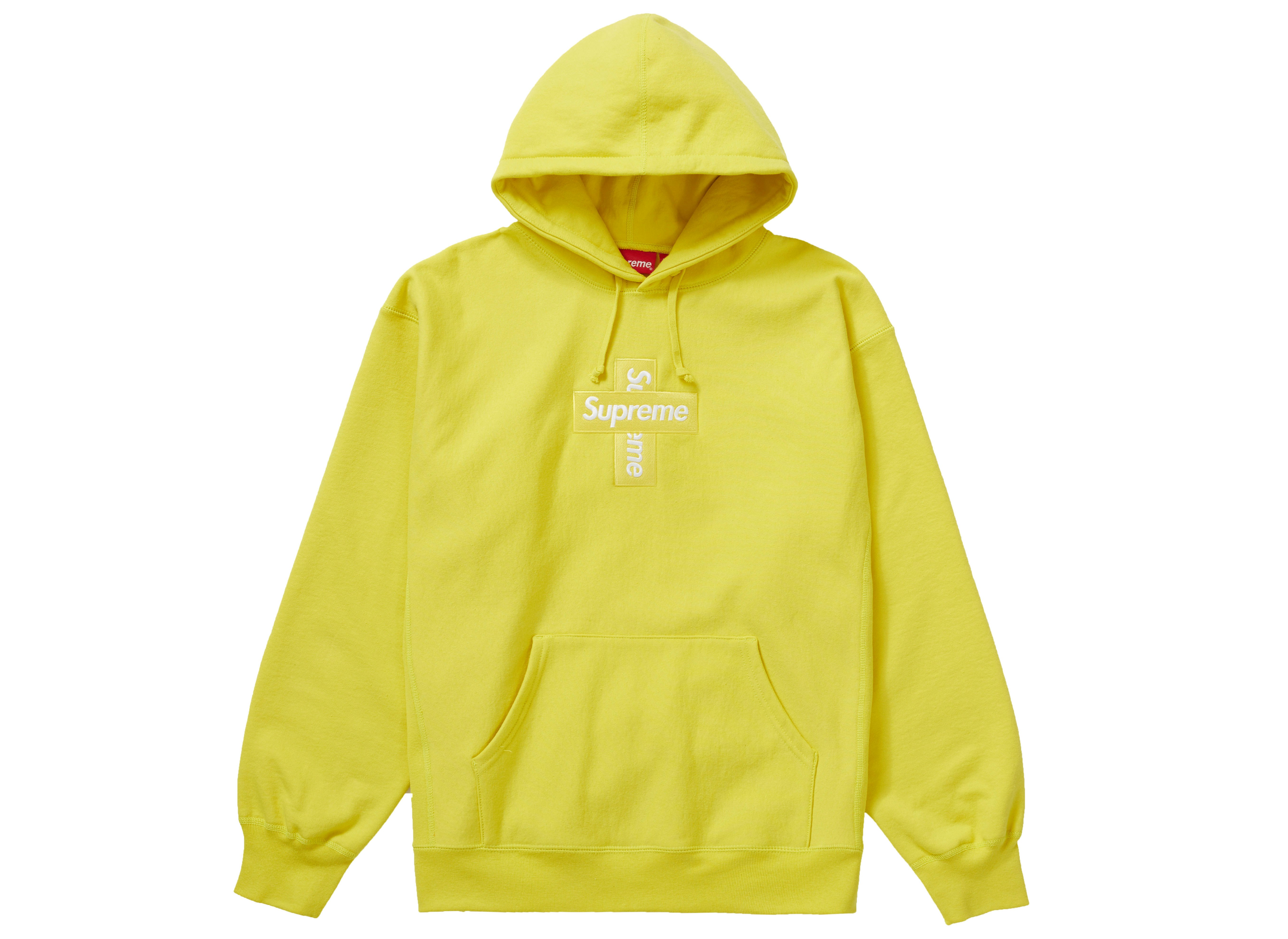 Supreme Cross Box Logo Hooded Sweatshirt Lemon - FW20